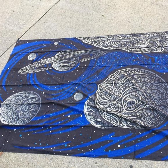 60x90 Solar Orbit Tapestry New, Blue Black & White Very Cool  Tap2 - Picture 1 of 2